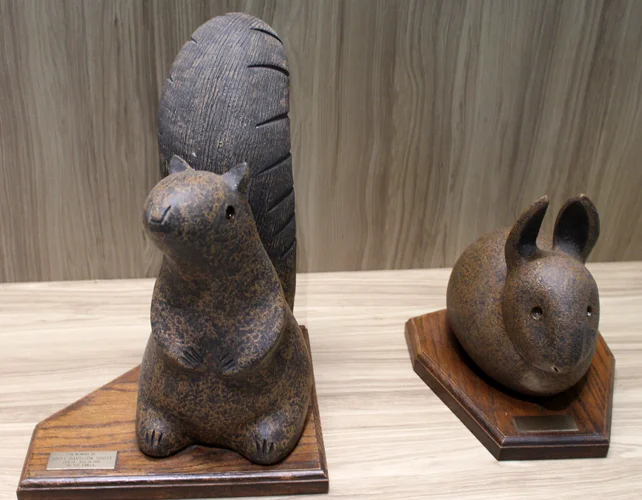 Britt Davidson Scott squirrel and rabbit sculptures, date unknown