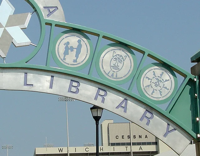 Close-up view of the Angelou gateway
