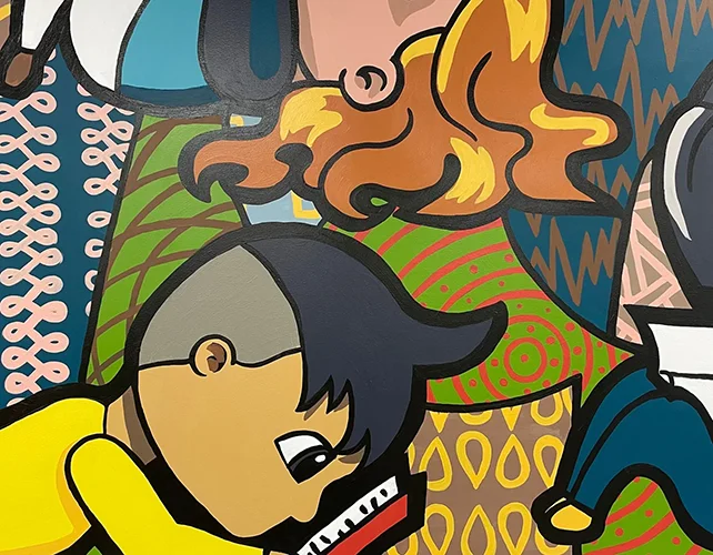 A close-up view of the mural