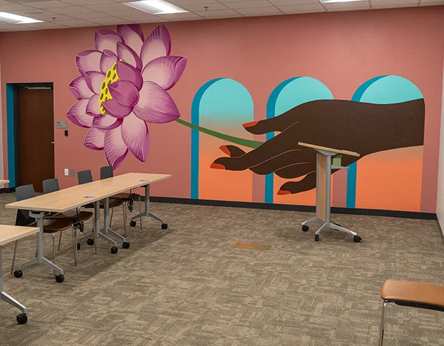 Evergreen classroom mural, 2022