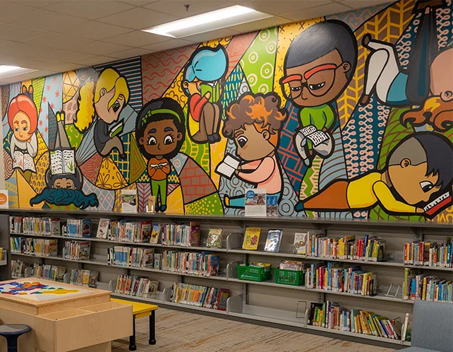 Evergreen children's area mural, 2022