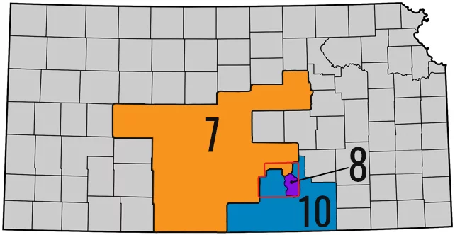A map showing the State Board of Education districts that comprise part of Wichita or Sedgwick County