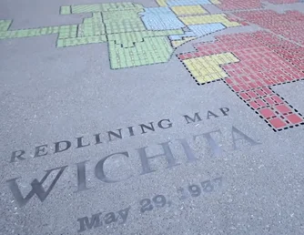 The redlining map of Wichita at Chester I. Lewis Reflection Square Park