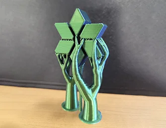 A 3D-printed Wichita Public Library logomark